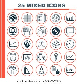 Set Of 25 Universal Editable Icons. Can Be Used For Web, Mobile And App Design. Includes Icons Such As Locate, Money Navigation, Dynamics And More.