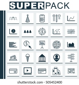 Set Of 25 Universal Editable Icons. Can Be Used For Web, Mobile And App Design. Includes Icons Such As Sequence Graphics, PPC, Video Player And More.