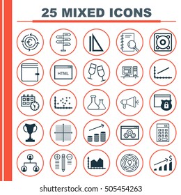 Set Of 25 Universal Editable Icons. Can Be Used For Web, Mobile And App Design. Includes Icons Such As Appointment, Tree Structure, Champagne Glasses And More.