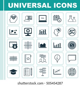 Set Of 25 Universal Editable Icons. Can Be Used For Web, Mobile And App Design. Includes Icons Such As Chemical, Sequence Graphics, Brain Process And More.