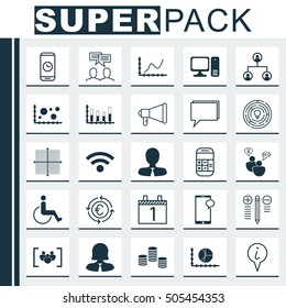 Set Of 25 Universal Editable Icons. Can Be Used For Web, Mobile And App Design. Includes Icons Such As Tree Structure, Conference, Wireless And More.