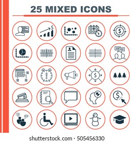 Set Of 25 Universal Editable Icons. Can Be Used For Web, Mobile And App Design. Includes Icons Such As Appointment, Media Campaign, Credit Card And More.