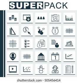 Set Of 25 Universal Editable Icons. Can Be Used For Web, Mobile And App Design. Includes Icons Such As Time Management, Reminder, Board And More.