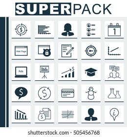 Set Of 25 Universal Editable Icons. Can Be Used For Web, Mobile And App Design. Includes Icons Such As Info Pointer, Chemical, Paper And More.