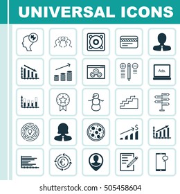 Set Of 25 Universal Editable Icons. Can Be Used For Web, Mobile And App Design. Includes Icons Such As Growth, Digital Media, Coins Growth And More.