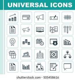 Set Of 25 Universal Editable Icons. Can Be Used For Web, Mobile And App Design. Includes Icons Such As Bank Payment, Decision Making, Media Campaign And More.