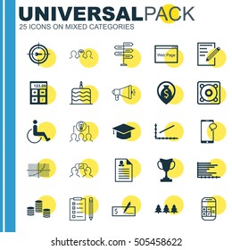Set Of 25 Universal Editable Icons. Can Be Used For Web, Mobile And App Design. Includes Icons Such As Cooperation, Money, Opportunity And More.