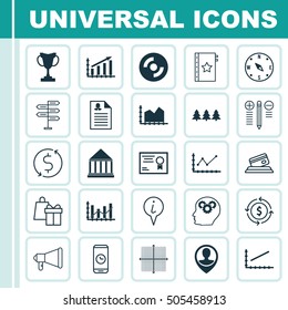Set Of 25 Universal Editable Icons. Can Be Used For Web, Mobile And App Design. Includes Icons Such As Money Trasnfer, Info Pointer, Employee Location And More.