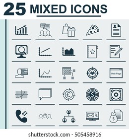 Set Of 25 Universal Editable Icons. Can Be Used For Web, Mobile And App Design. Includes Icons Such As Conference, Profit Graph, Website And More.
