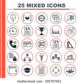 Set Of 25 Universal Editable Icons. Can Be Used For Web, Mobile And App Design. Includes Icons Such As Investment, Credit Card, Graduation And More.