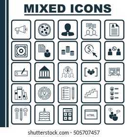 Set Of 25 Universal Editable Icons. Can Be Used For Web, Mobile And App Design. Includes Icons Such As Coding, PPC, Female Application And More.