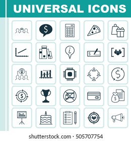Set Of 25 Universal Editable Icons. Can Be Used For Web, Mobile And App Design. Includes Icons Such As Report, Investment, Shopping And More.