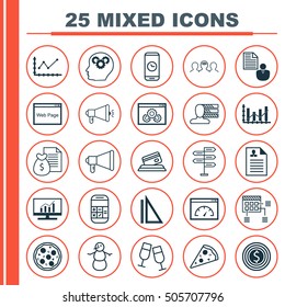 Set Of 25 Universal Editable Icons. Can Be Used For Web, Mobile And App Design. Includes Icons Such As Personal Skills, Website, Brain Process And More.