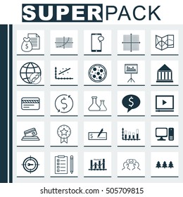 Set Of 25 Universal Editable Icons. Can Be Used For Web, Mobile And App Design. Includes Icons Such As Keyword Marketing, Report, Graphical Grid And More.