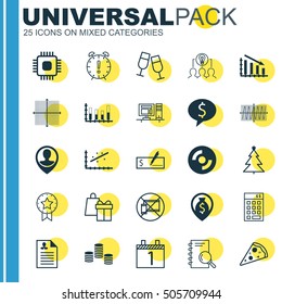 Set Of 25 Universal Editable Icons. Can Be Used For Web, Mobile And App Design. Includes Icons Such As Investment, Business Deal, Bank Payment And More.