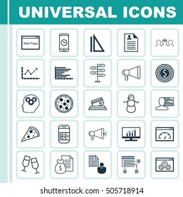 Set Of 25 Universal Editable Icons. Can Be Used For Web, Mobile And App Design. Includes Icons Such As Business Goal, Opportunity, Bars Chart And More.