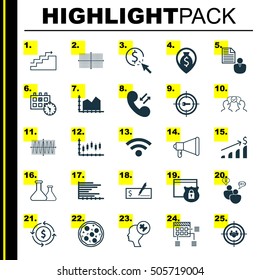 Set Of 25 Universal Editable Icons. Can Be Used For Web, Mobile And App Design. Includes Icons Such As Focus Group, Pizza Meal, Cooperation And More.