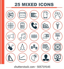 Set Of 25 Universal Editable Icons. Can Be Used For Web, Mobile And App Design. Includes Icons Such As Personal Skills, Website, Decorated Tree And More.