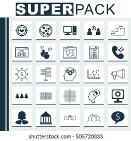 Set Of 25 Universal Editable Icons. Can Be Used For Web, Mobile And App Design. Includes Icons Such As Announcement, SEO Brainstorm, Phone Conference And More.