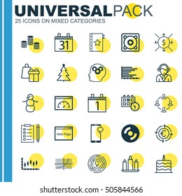 Set Of 25 Universal Editable Icons. Can Be Used For Web, Mobile And App Design. Includes Icons Such As Website, Brain Process, Innovation And More.