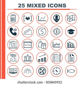Set Of 25 Universal Editable Icons. Can Be Used For Web, Mobile And App Design. Includes Icons Such As Road Map, Discussion, Reminder And More.
