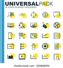 Set Of 25 Universal Editable Icons. Can Be Used For Web, Mobile And App Design. Includes Icons Such As Conference, Collaboration, Newsletter And More.