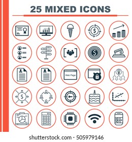Set Of 25 Universal Editable Icons. Can Be Used For Web, Mobile And App Design. Includes Icons Such As Security, Collaboration, Calculation And More.