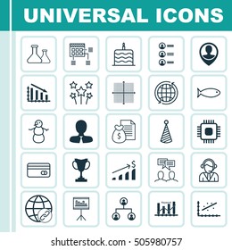 Set Of 25 Universal Editable Icons. Can Be Used For Web, Mobile And App Design. Includes Icons Such As Discussion, Celebration Cake, Festive Fireworks And More.
