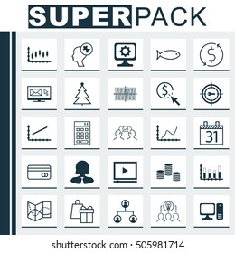Set Of 25 Universal Editable Icons. Can Be Used For Web, Mobile And App Design. Includes Icons Such As Segmented Bar Graph, PPC, Newsletter And More.
