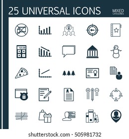 Set Of 25 Universal Editable Icons. Can Be Used For Web, Mobile And App Design. Includes Icons Such As Pin Employee, Security, Warranty And More.