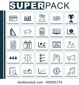 Set Of 25 Universal Editable Icons. Can Be Used For Web, Mobile And App Design. Includes Icons Such As Media Campaign, Discussion, Bank Card And More.