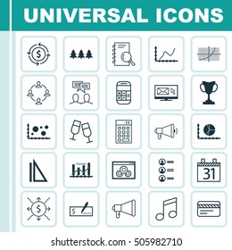Set Of 25 Universal Editable Icons. Can Be Used For Web, Mobile And App Design. Includes Icons Such As Job Applicants, Money Recycle, Tournament And More.
