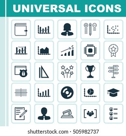 Set Of 25 Universal Editable Icons. Can Be Used For Web, Mobile And App Design. Includes Icons Such As Plot Diagram, Questionnaire, Circle Graph And More.