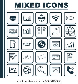 Set Of 25 Universal Editable Icons. Can Be Used For Web, Mobile And App Design. Includes Icons Such As Decision Making, Newsletter, Coaching And More.