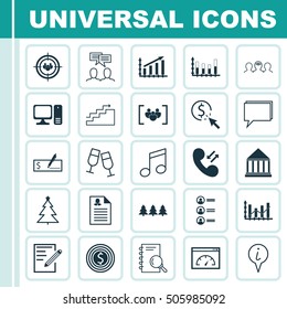 Set Of 25 Universal Editable Icons. Can Be Used For Web, Mobile And App Design. Includes Icons Such As Analysis, Desktop Computer, Growth And More.