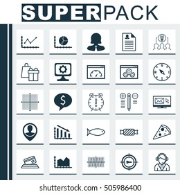 Set Of 25 Universal Editable Icons. Can Be Used For Web, Mobile And App Design. Includes Icons Such As Sequence Graphics, Newsletter, Locate And More.