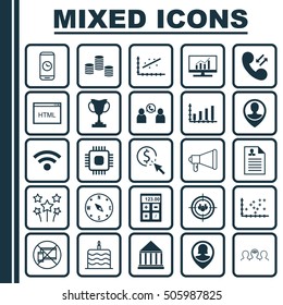 Set Of 25 Universal Editable Icons. Can Be Used For Web, Mobile And App Design. Includes Icons Such As Tournament, Money, Wireless And More.