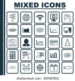 Set Of 25 Universal Editable Icons. Can Be Used For Web, Mobile And App Design. Includes Icons Such As Fishing, Sweet, Financial And More.