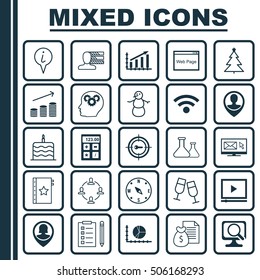 Set Of 25 Universal Editable Icons. Can Be Used For Web, Mobile And App Design. Includes Icons Such As Report, Chemical, Personal Skills And More.