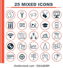 Set Of 25 Universal Editable Icons. Can Be Used For Web, Mobile And App Design. Includes Icons Such As SEO Brainstorm, Human Mind, Opportunity And More.