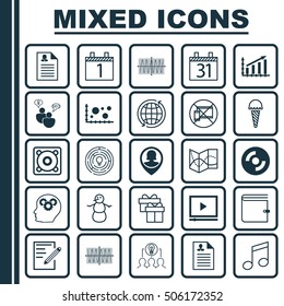 Set Of 25 Universal Editable Icons. Can Be Used For Web, Mobile And App Design. Includes Icons Such As Road Map, Agenda, Pin Employee And More.