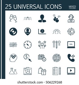 Set Of 25 Universal Editable Icons. Can Be Used For Web, Mobile And App Design. Includes Icons Such As PPC, Currency Recycle, Digital Media And More.