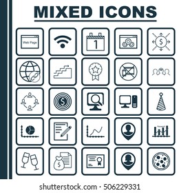 Set Of 25 Universal Editable Icons. Can Be Used For Web, Mobile And App Design. Includes Icons Such As Coaching, Website Performance, Desktop Computer And More.