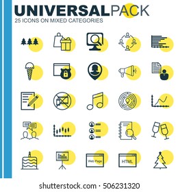 Set Of 25 Universal Editable Icons. Can Be Used For Web, Mobile And App Design. Includes Icons Such As Innovation, Achievement Graph, Stock Market And More