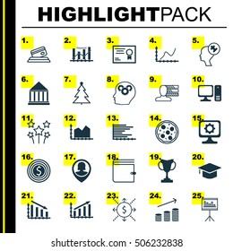 Set Of 25 Universal Editable Icons. Can Be Used For Web, Mobile And App Design. Includes Icons Such As Personal Skills, Certificate, PC And More.
