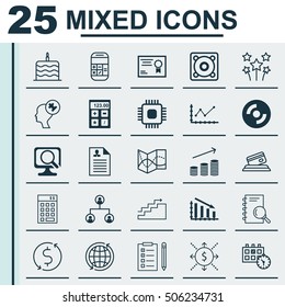 Set Of 25 Universal Editable Icons. Can Be Used For Web, Mobile And App Design. Includes Icons Such As Financial, Investment, Reminder And More.