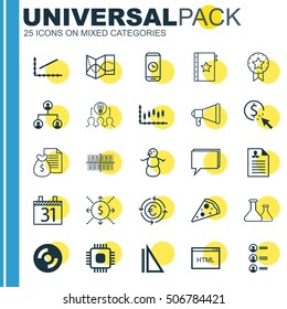 Set Of 25 Universal Editable Icons. Can Be Used For Web, Mobile And App Design. Includes Icons Such As Measurement, Tree Structure, Warranty And More.
