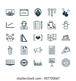 Set Of 25 Universal Editable Icons. Can Be Used For Web, Mobile And App Design. Includes Icons Such As Money Navigation, Coding, Credit Card And More.
