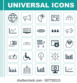 Set Of 25 Universal Editable Icons. Can Be Used For Web, Mobile And App Design. Includes Icons Such As Connectivity, Dynamics, Announcement And More.