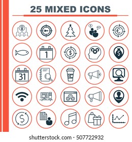 Set Of 25 Universal Editable Icons. Can Be Used For Web, Mobile And App Design. Includes Icons Such As Changes Graph, Employee Location, Collaborative Solution And More.
